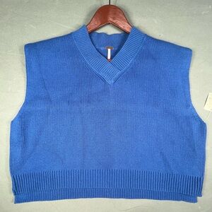 NWT Free People Womens Easy Street Vest Crop Top Deja Blue All Sizes